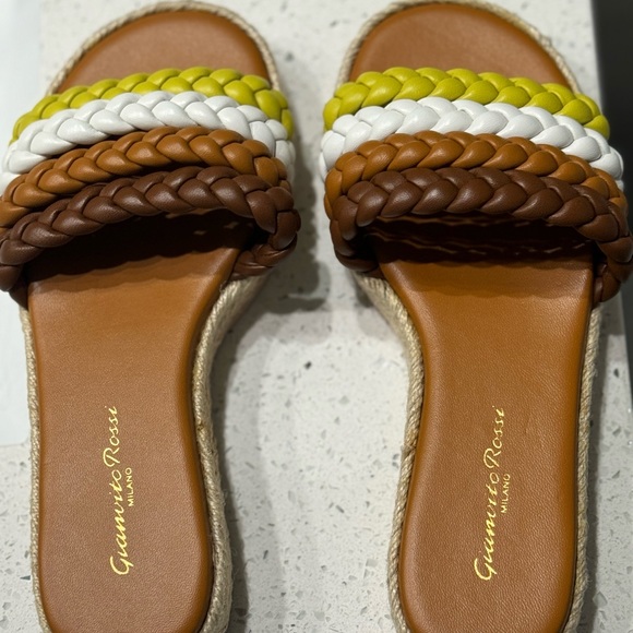 Gianvito Rossi Shoes - Gianvito Rossi Marbella Braided Leather Espadrille Slides